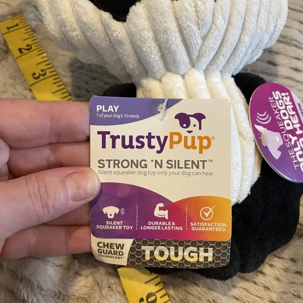 BRAND NEW! TrustyPup Panda Bear Dog Toy with Silent Squeaker Technology-Medium